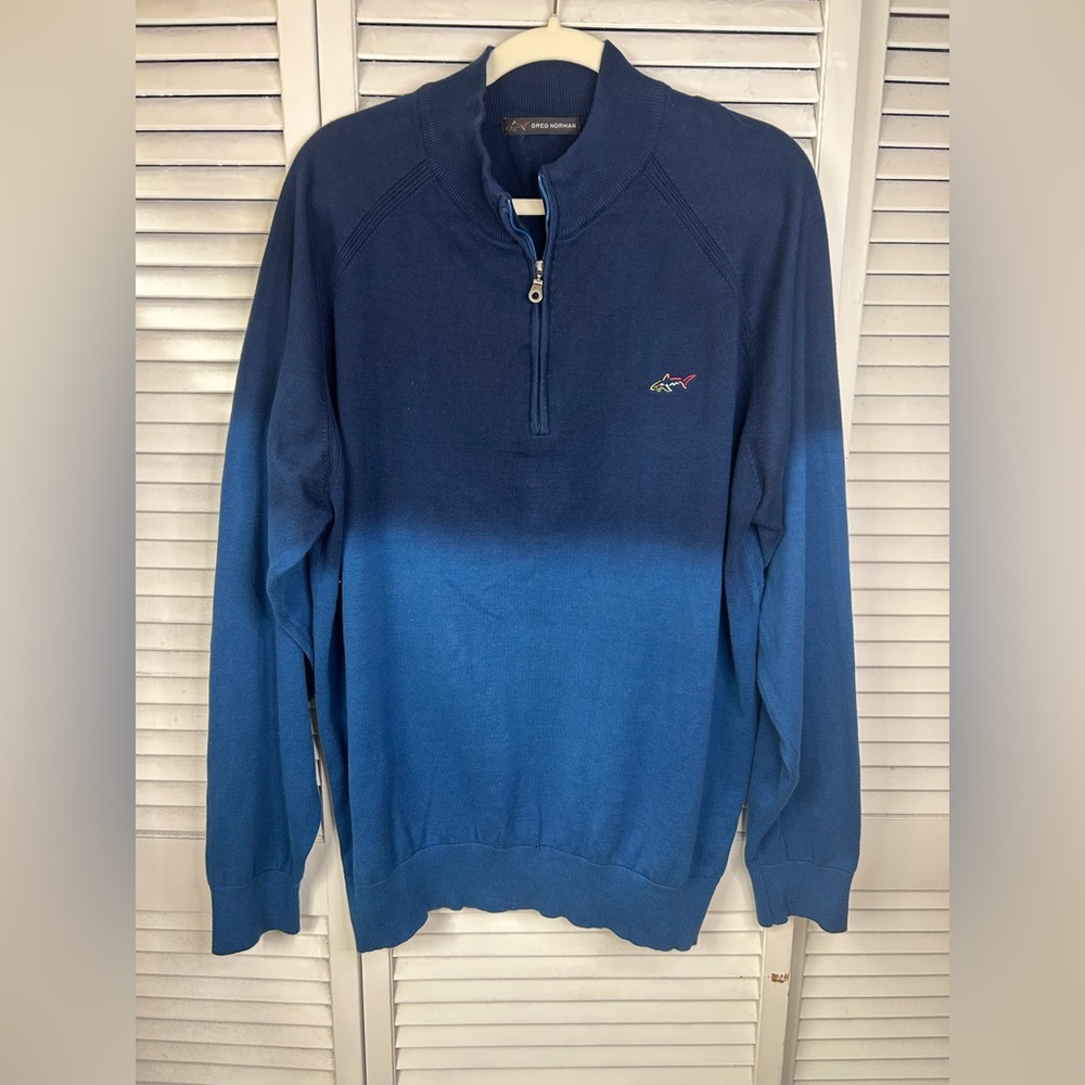Greg Norman Men's Blue Half-Zip Ombré Sweater Size XL